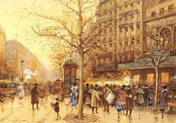  impressionisme - Un Paris Street Scene Parisien gouache impressionnisme Eugene Galien Laloue